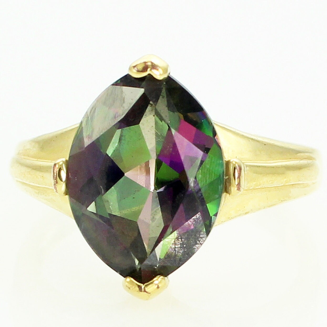 Sterling Silver Vermeil Treated TOPAZ Cocktail RING Marquise Cut Size 6.75