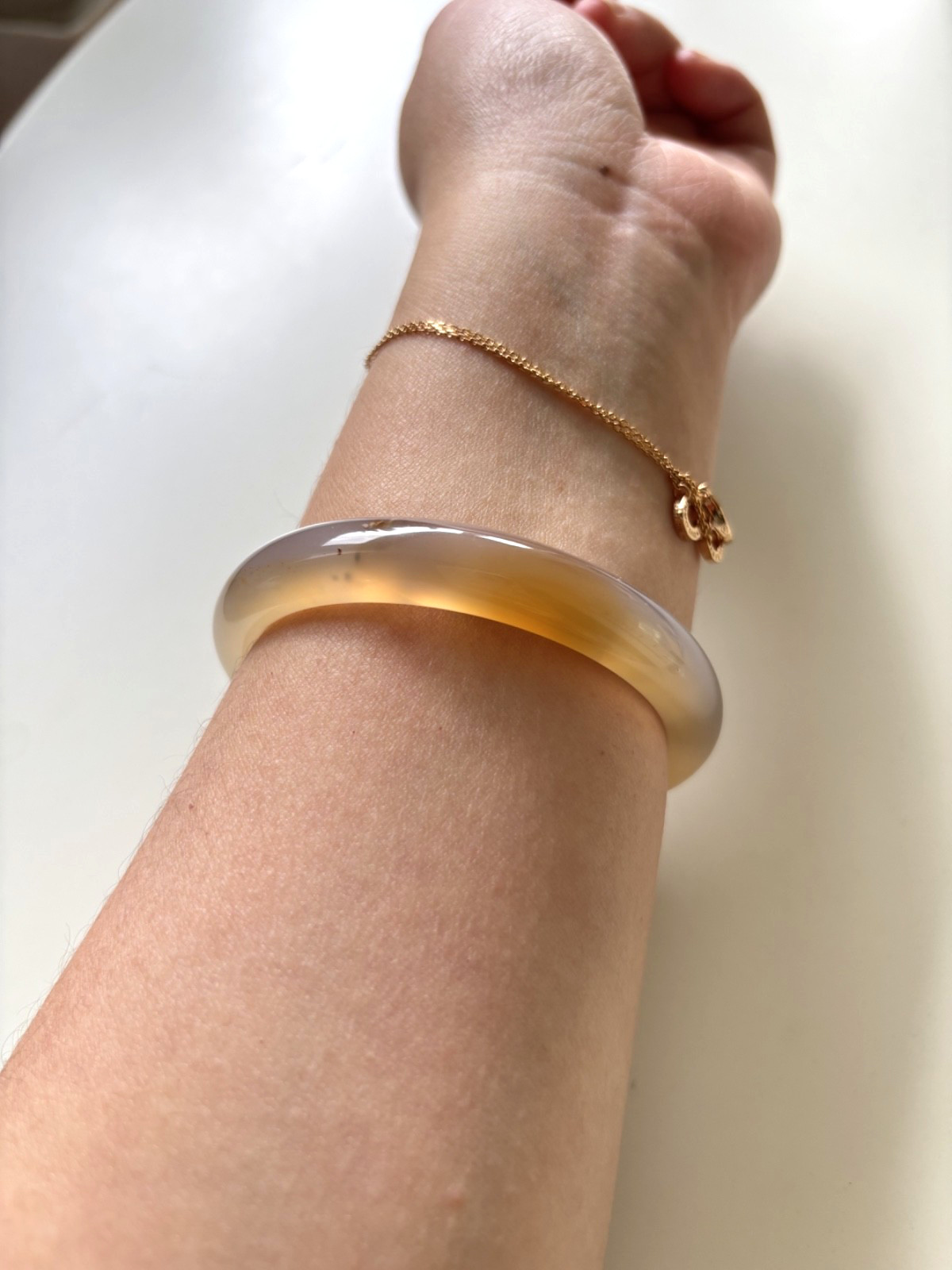 56.5mm Carnelian Agate Bangles Bracelets Orange Lace Agate Banding