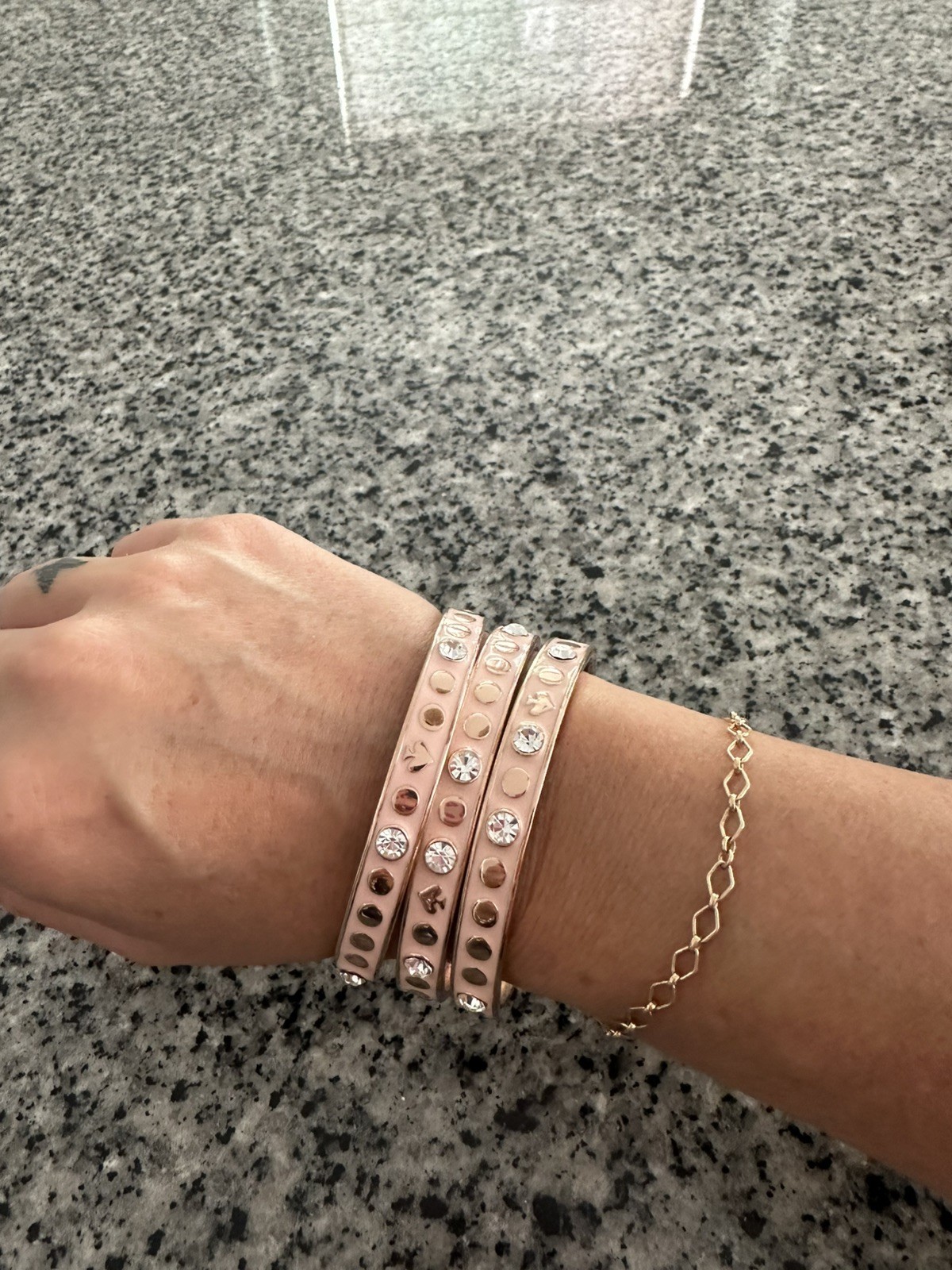 Kate Spade Spot Spade Bangle Gold Plated pink & Crystal Accents Bracelet