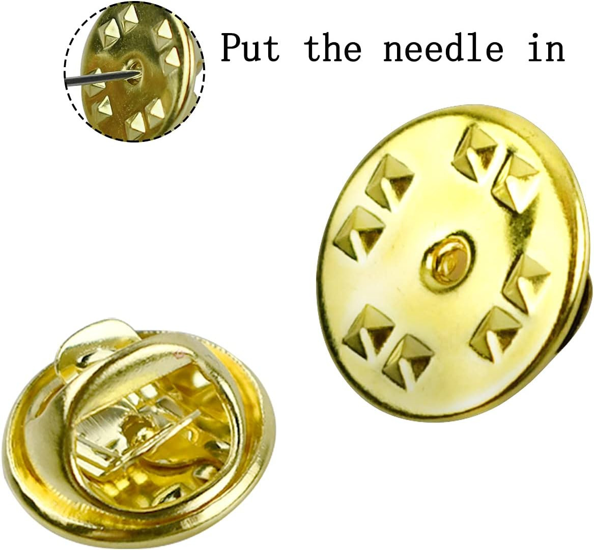 100PCS Pin Backs, Metal Locking Brass Clutch for Brooch Tie Gold