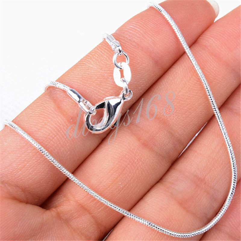 Genuine 925 Sterling Silver Italian Snake Chain Necklace 16″/18/20/22/24-38 inch