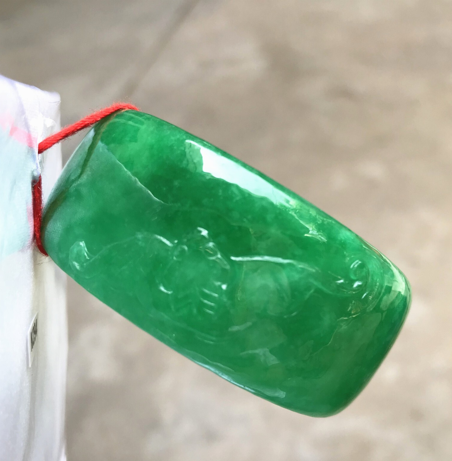 53mm Burma Natural Ice Green Jadeite Jade Bracelet Emerald Carving Jade Bangle