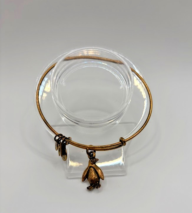 Alex and Ani PENGUIN Charity by Design Rafaelian Gold Charm Bangle Bracelet