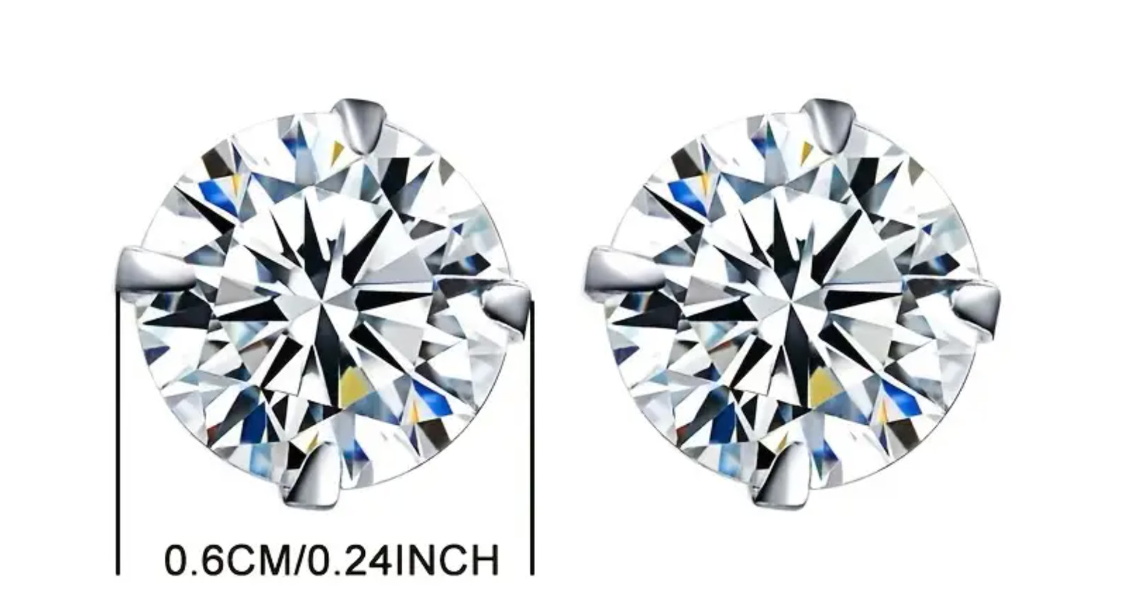 Men’s High Quality Stainless Steel Stud Earrings with One Carat Synthetic Zircon