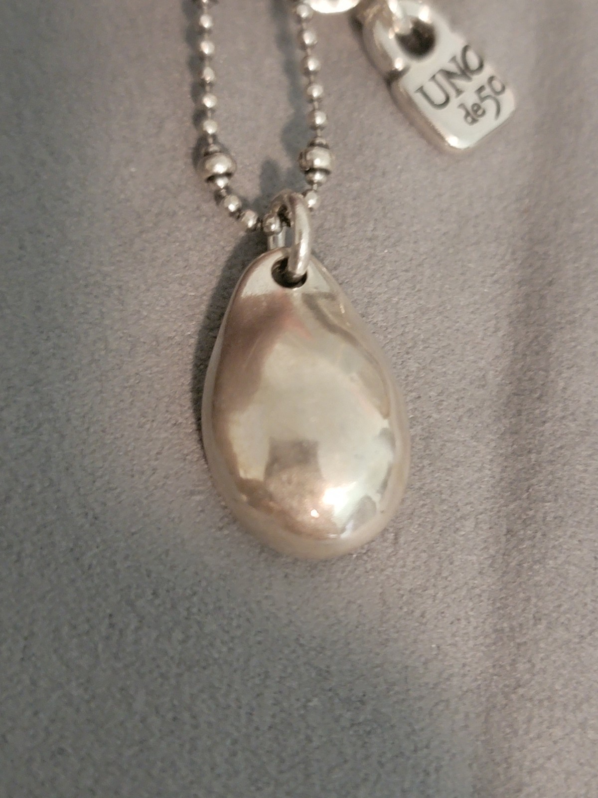 UNO De 50 Blue Oval faceted crystal Pendant Necklace