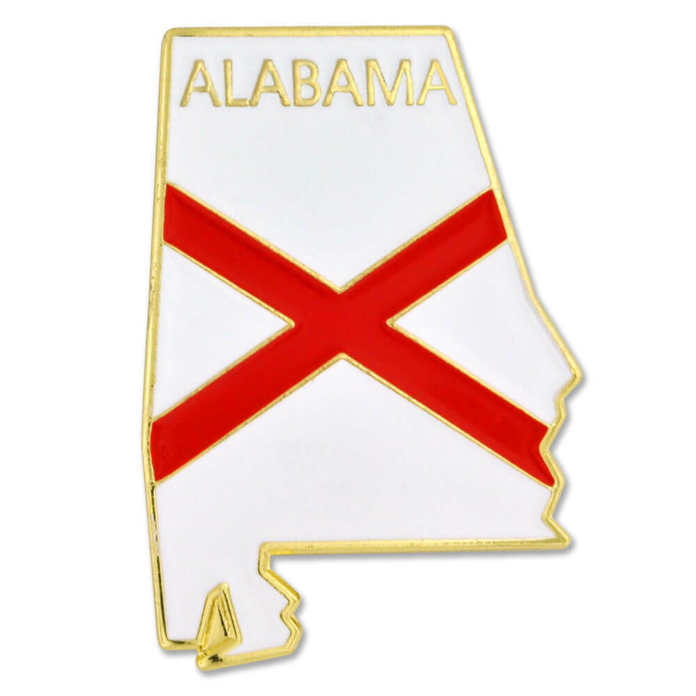 PinMart’s State Shape of Alabama Flag Lapel Pin