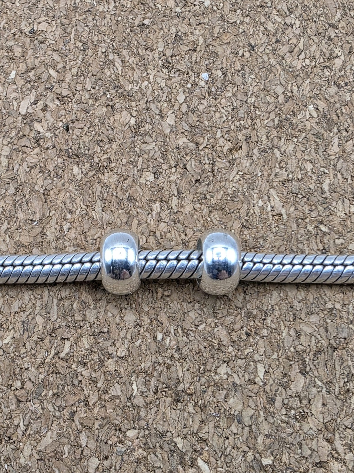 2 Smooth Silver Spacer European Charm Beads Lot