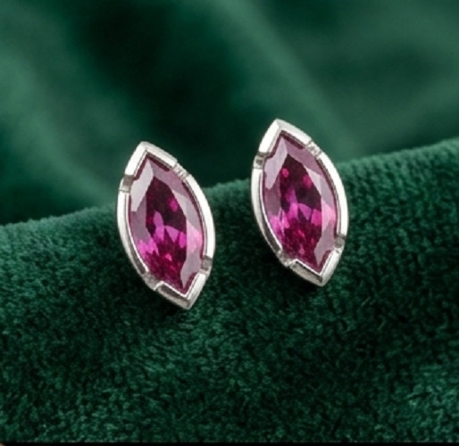 2ct Marquise Cut Simulated Pink Sapphire Tiny Stud Earrings14K White Gold Plated