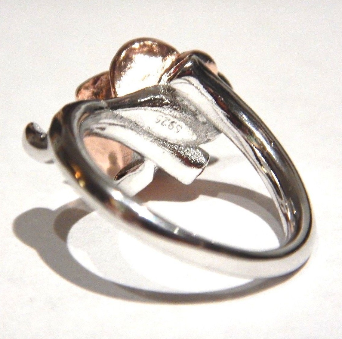 SKULL ROSE RING silver & rose gold plated glass crystal gothic death flower H5