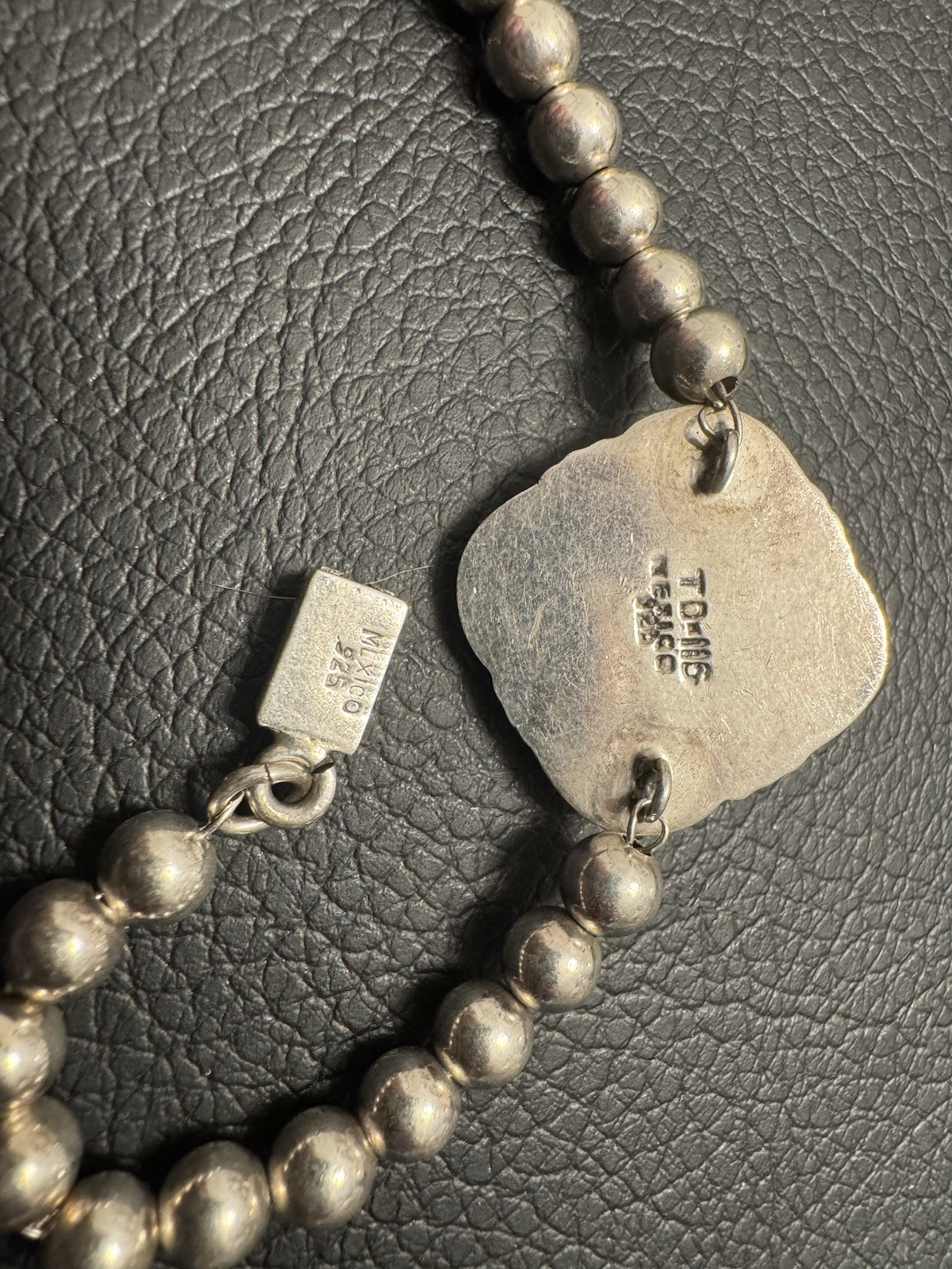 925 Sterling Silver Beaded Dangle Charm Bracelet 7 1/2in