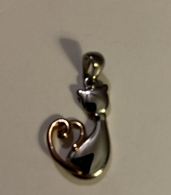 JCM Hallmark Stainless Steel Two Tone Kitty Cat Pendant