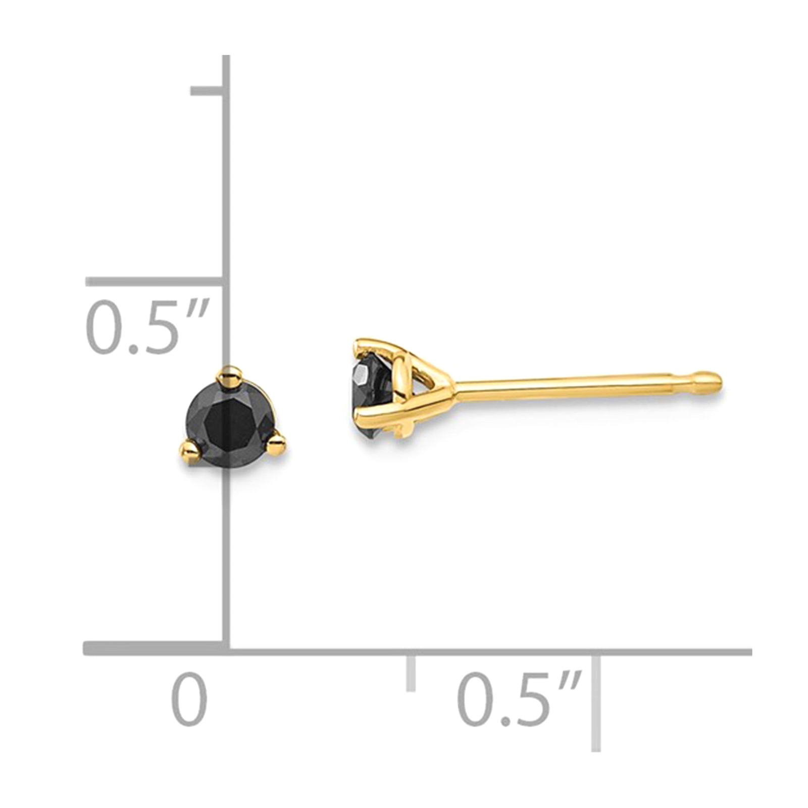14k Real Gold .25ct Black Diamond Stud Earrings (White Gold)