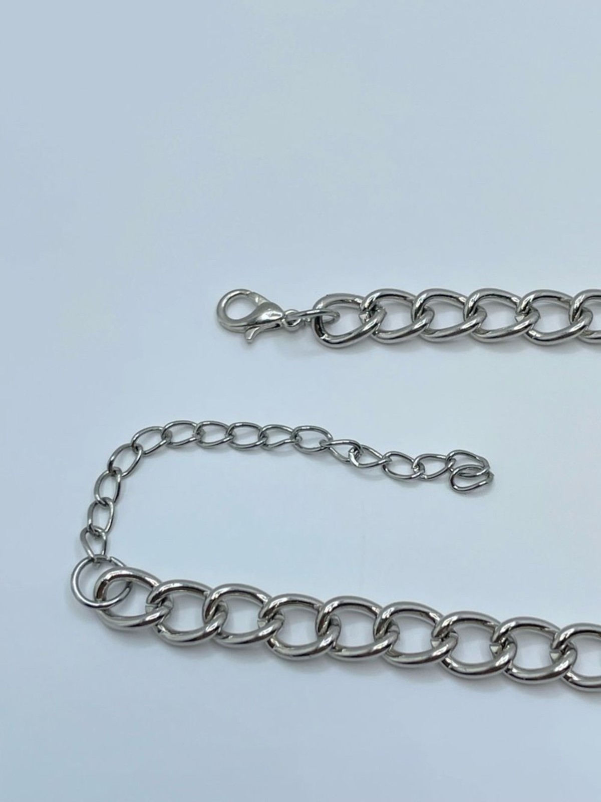 Silver Tone Faux Pearl Statement Necklace Chunky Chain Drop Charm Bold