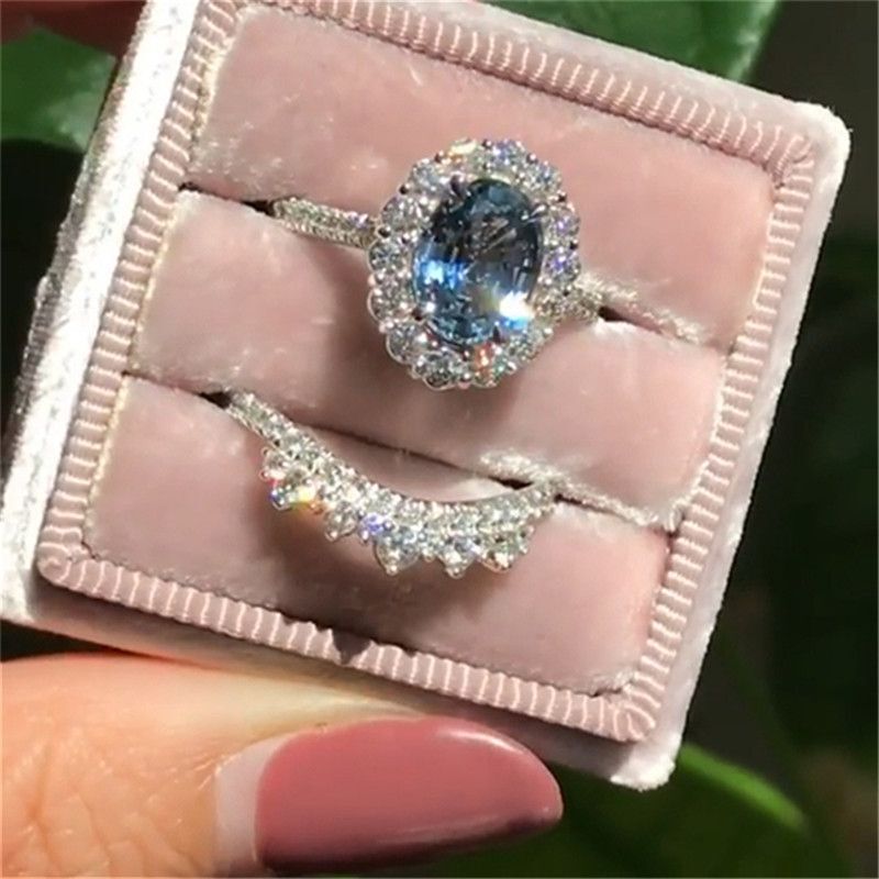 White Crystals Cubic Zirconia Rings Women Fashion Jewelries Wedding Bands Ring