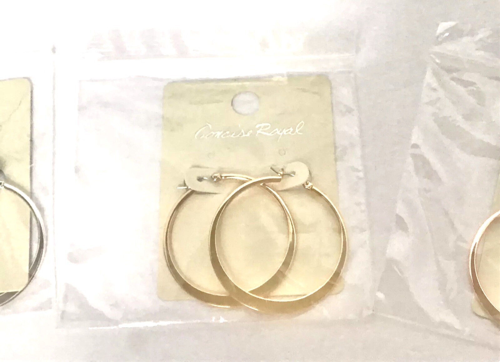 Concise Royal Hoop Fashion Earrings Lot Of 3 Gold Silver Bronze Hoops Jewelry