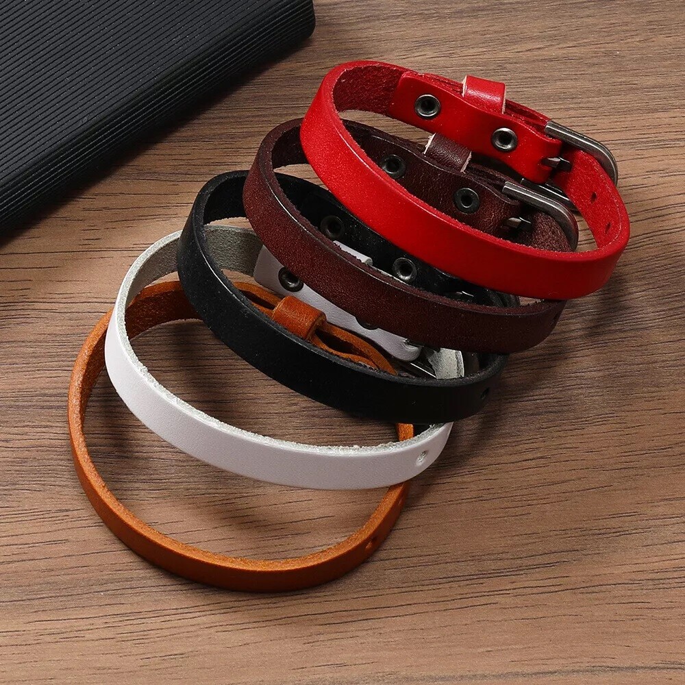 Simple Punk Leather Bracelet for Men Women Wrist Cuffs Bangle Wrap Wristband