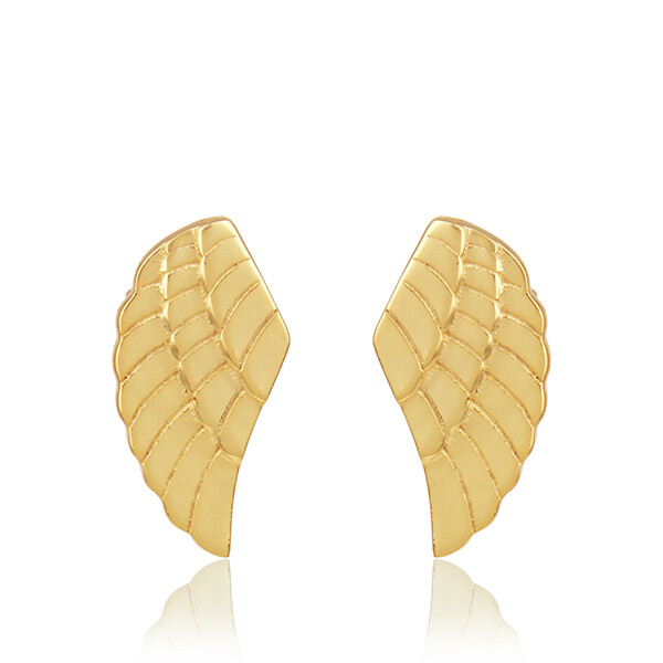 18k Gold Plated Solid Handmade Feather Studs Art Deco Women Fashion Earring