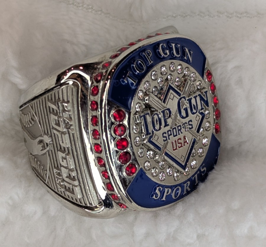 Top Gun Sports USA Championship Ring Baseball Softball Tournament Bling Silver
