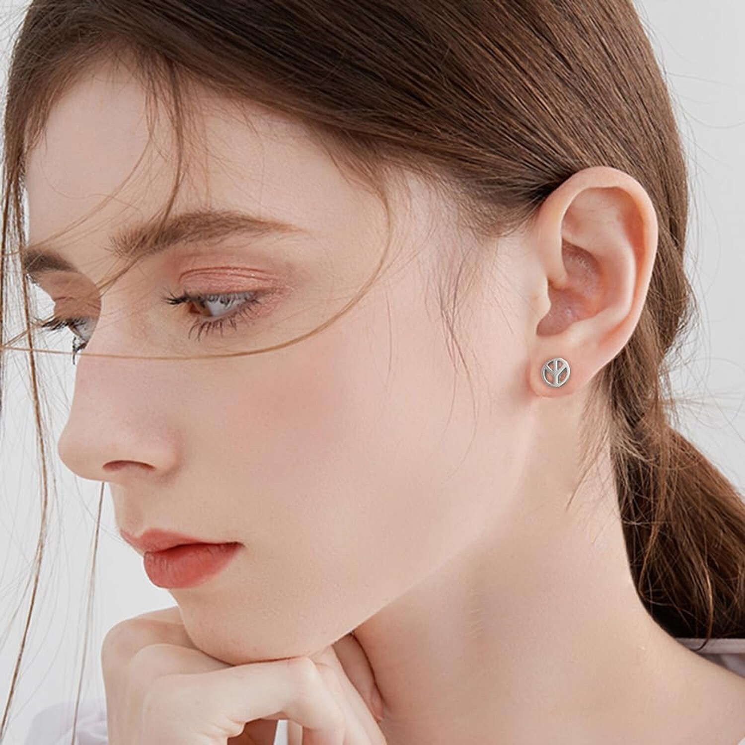 16g Peace Sign Tiny Small Stud Earrings for Women Men Cartilage Tragus Cute S…