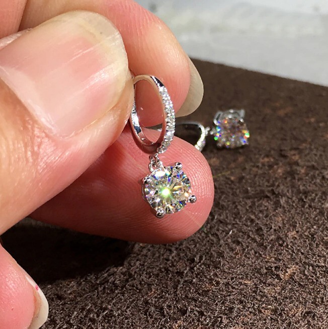 2.50 Ct Round Cut Diamond Solitaire Drop & Dangle Earrings 14k White Gold Finish