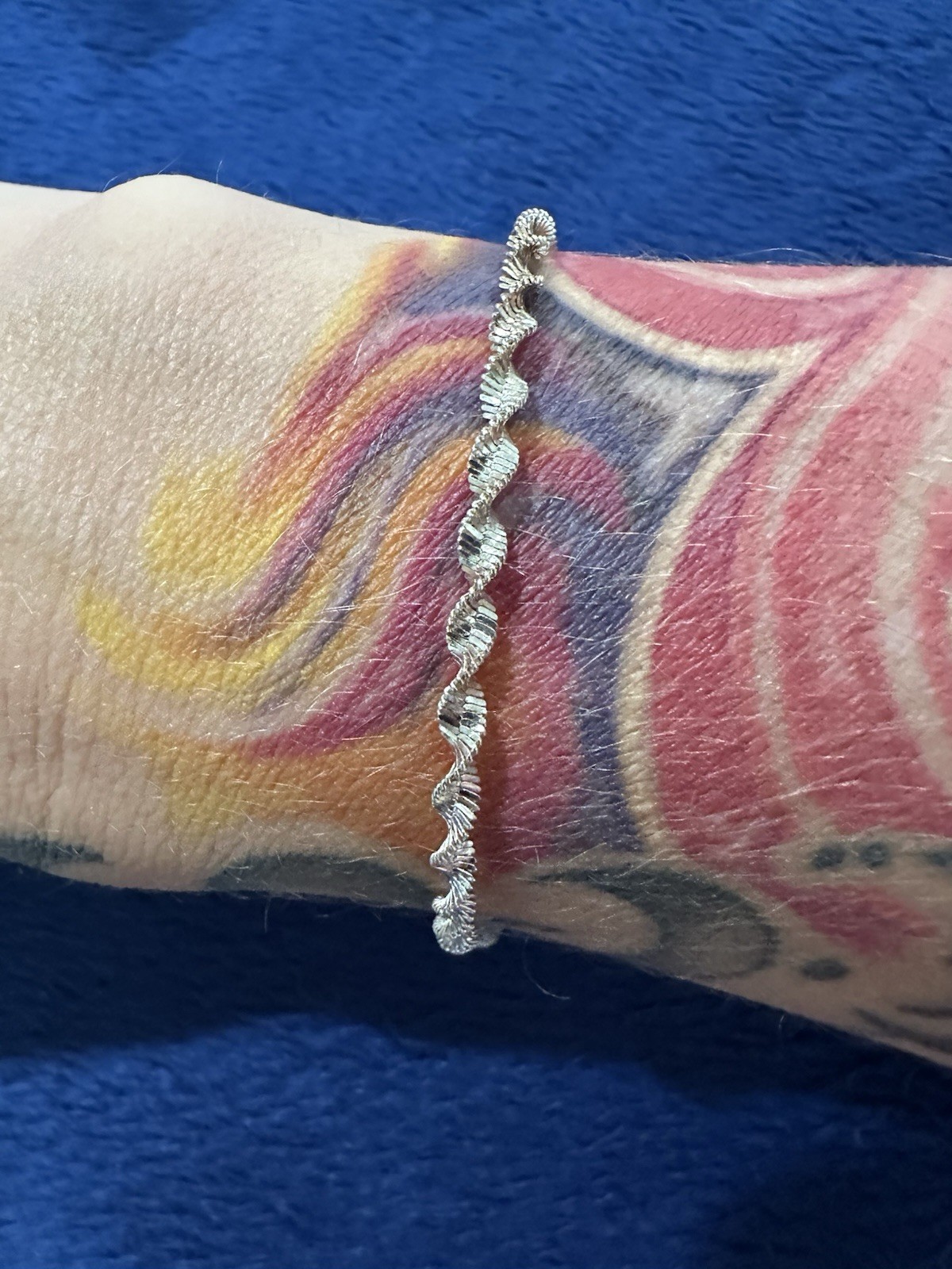 Sterling Silver 925 Twisted Herringbone Bracelet, 7in Long