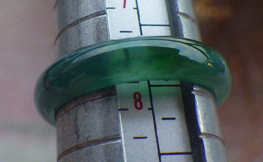 Video Certified Green Natural A Jadeite Jade Round Circle Ring NO. 8 # 121744 TS