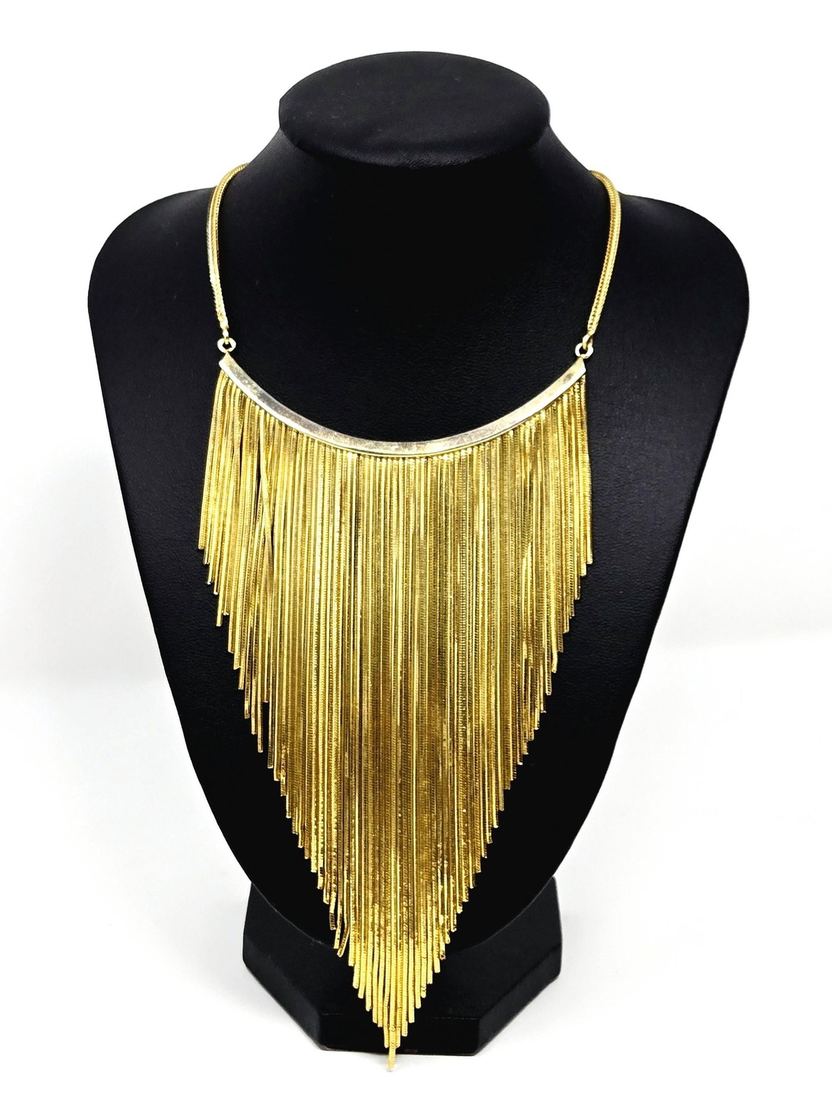 ZENZII Gold Fringe Necklace Set • Statement Bib Necklace & Coil Wrap Bracelet
