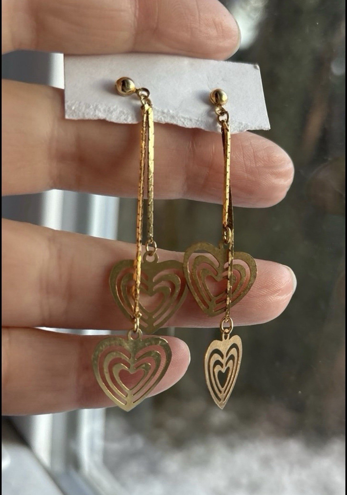 Unknown source Heart Dangle Drop Earrings Metal Love Shape