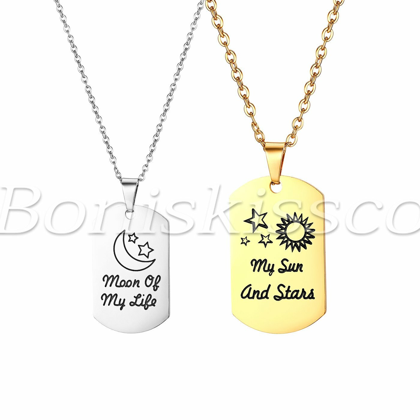 “Moon of my life””My sun and stars” Stainless Steel Couple Love Pendant Necklace