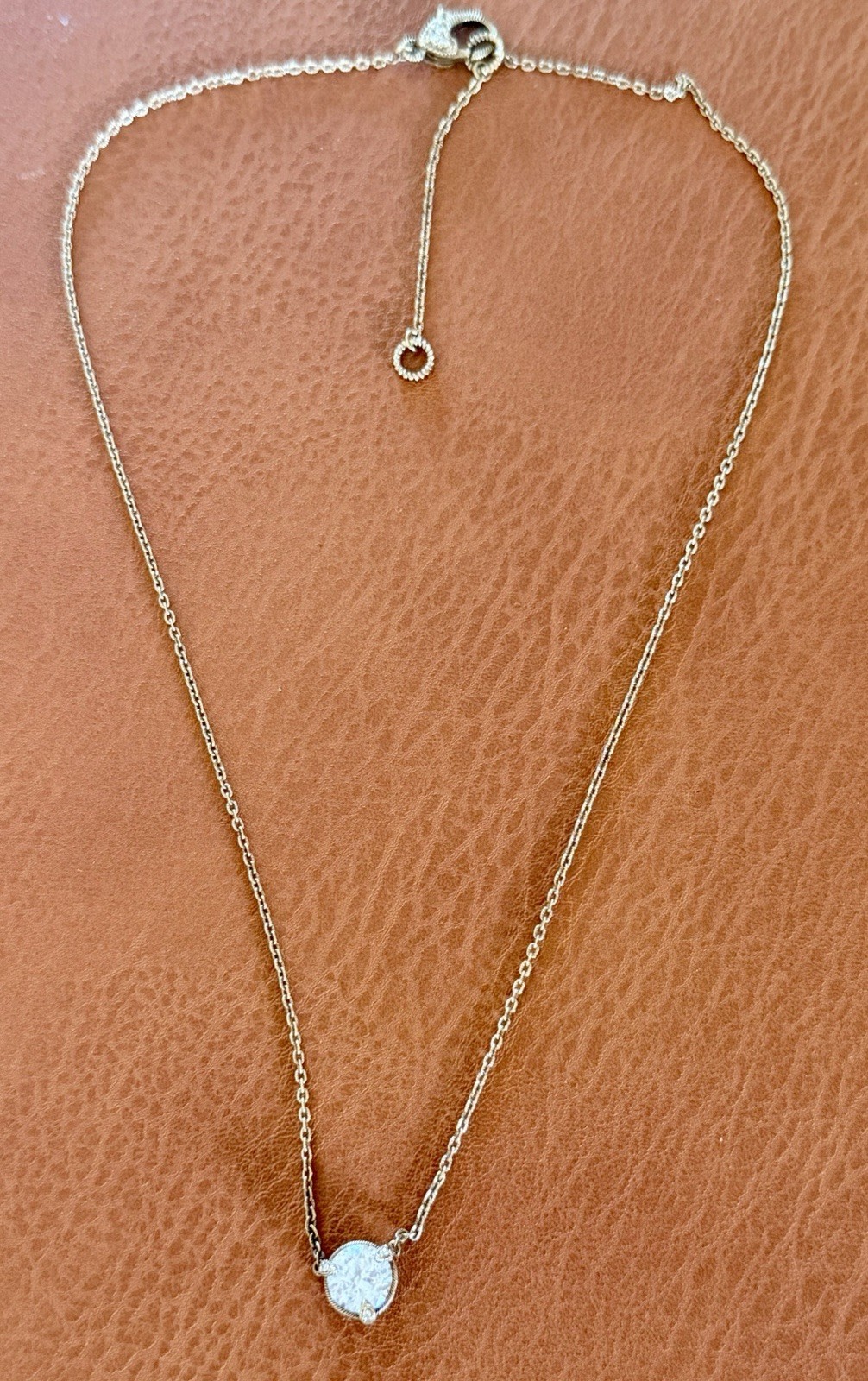 Judith Ripka Gold Over 925 Sterling Diamonique CZ Station Solitaire Necklace