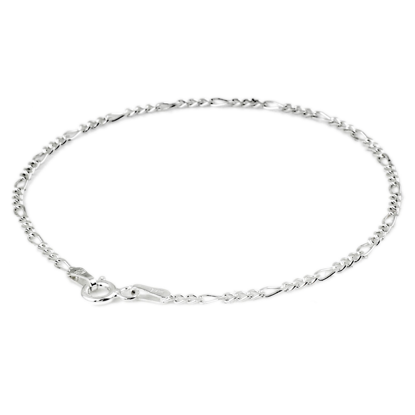 925 Sterling Silver 7″ 8″ 9″ 10″ 11″ 12″ Figaro Chain Anklet or Bracelet 2mm