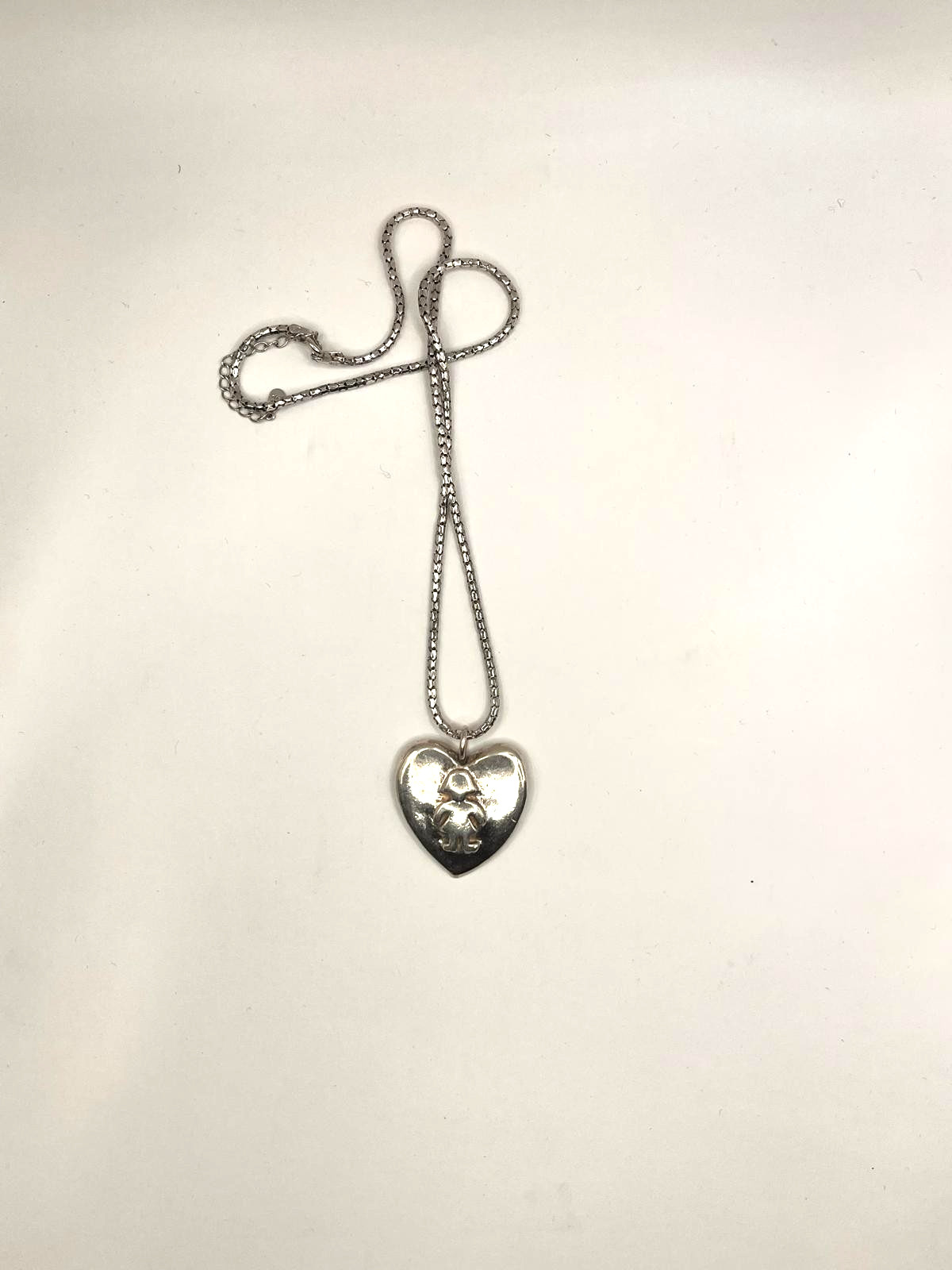 Sterling Silver Heart Child Girl Pendant Necklace Stamped 925 Box Chain