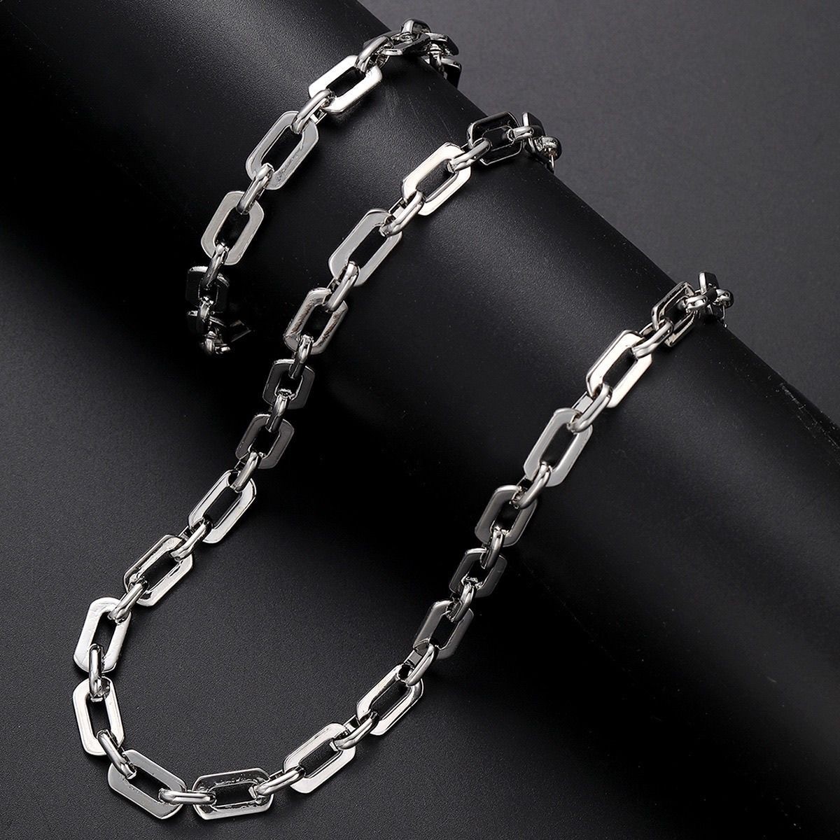 Stainless Paperclip Chain Necklace Silver Mirror Unisex Stackable Link Chain