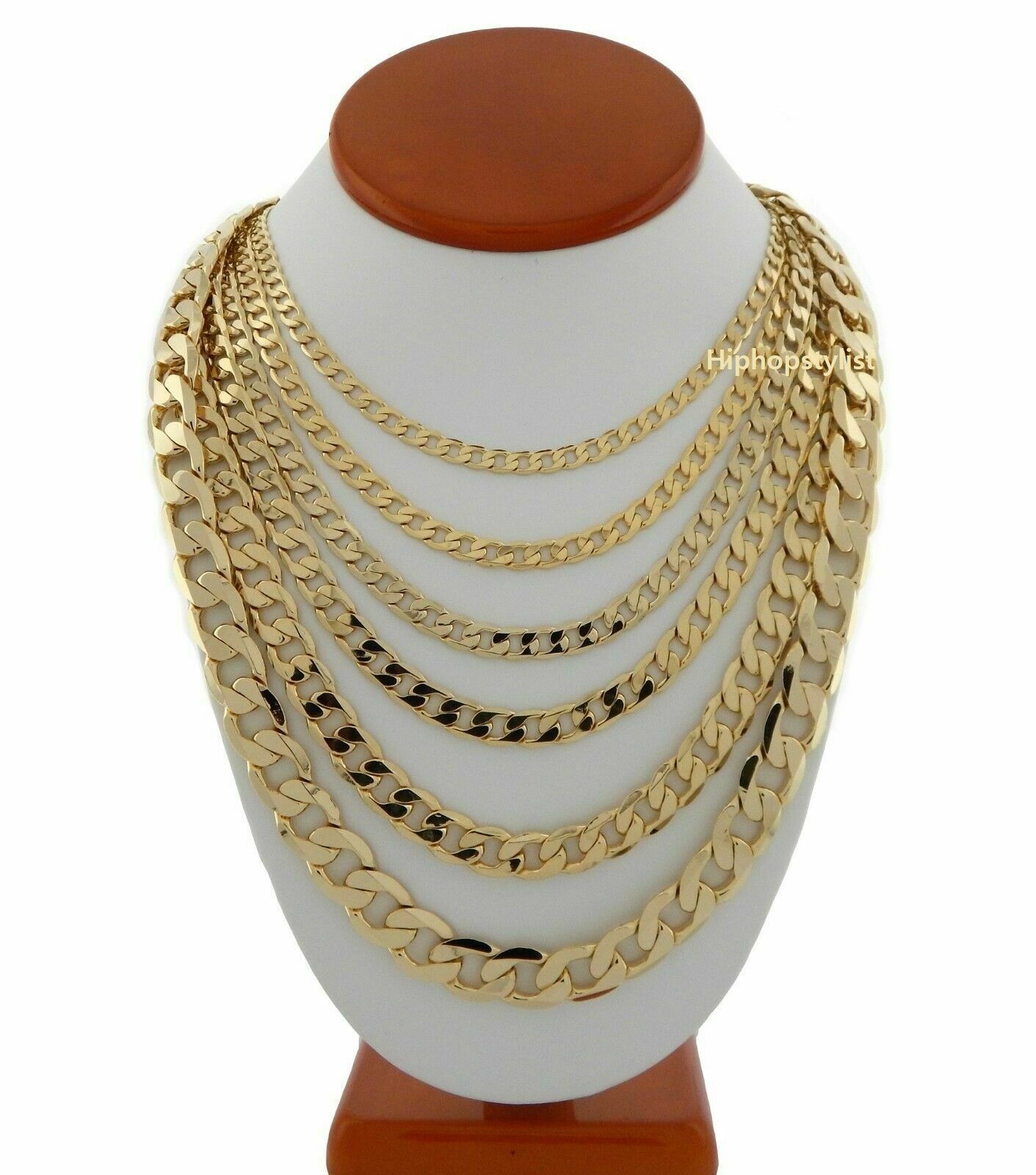 Men’s 14k Italian Cuban link Chain Necklace 3.5mm to 12mm Gold Plated