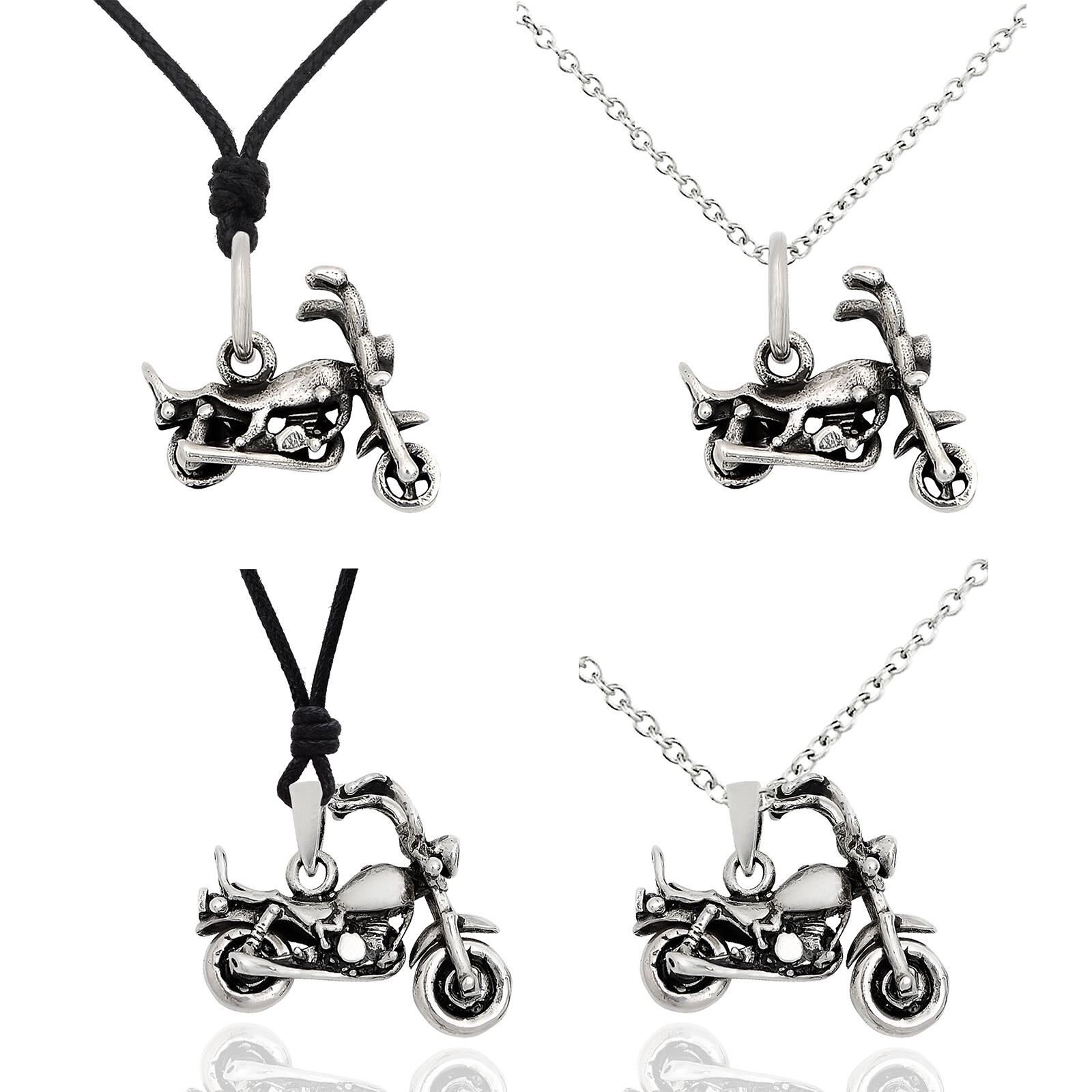 Motorcycle 92.5 Sterling Silver Silver Necklace Pendant Jewelry
