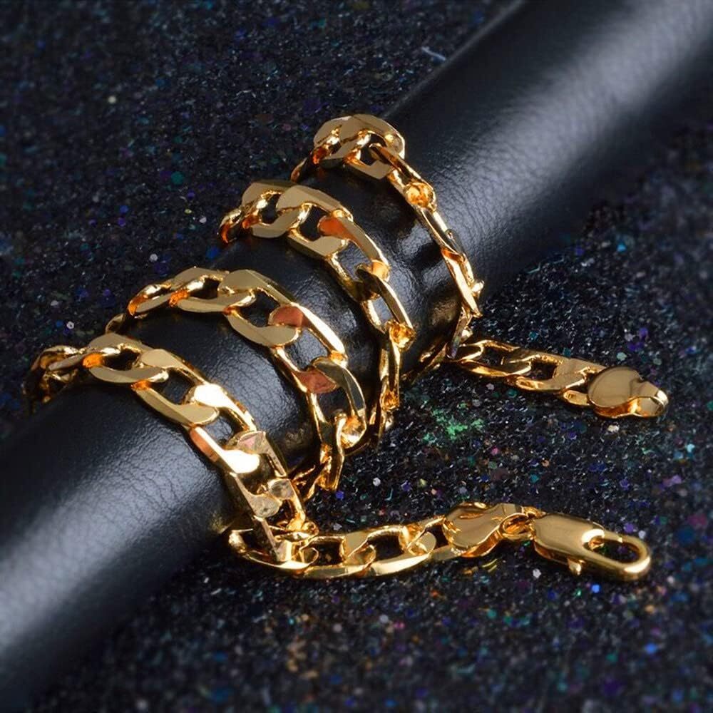24k Real Gold Plated Beveled Cuban Link Curb Chain Necklace 24inch 4mm / 6mm/8mm
