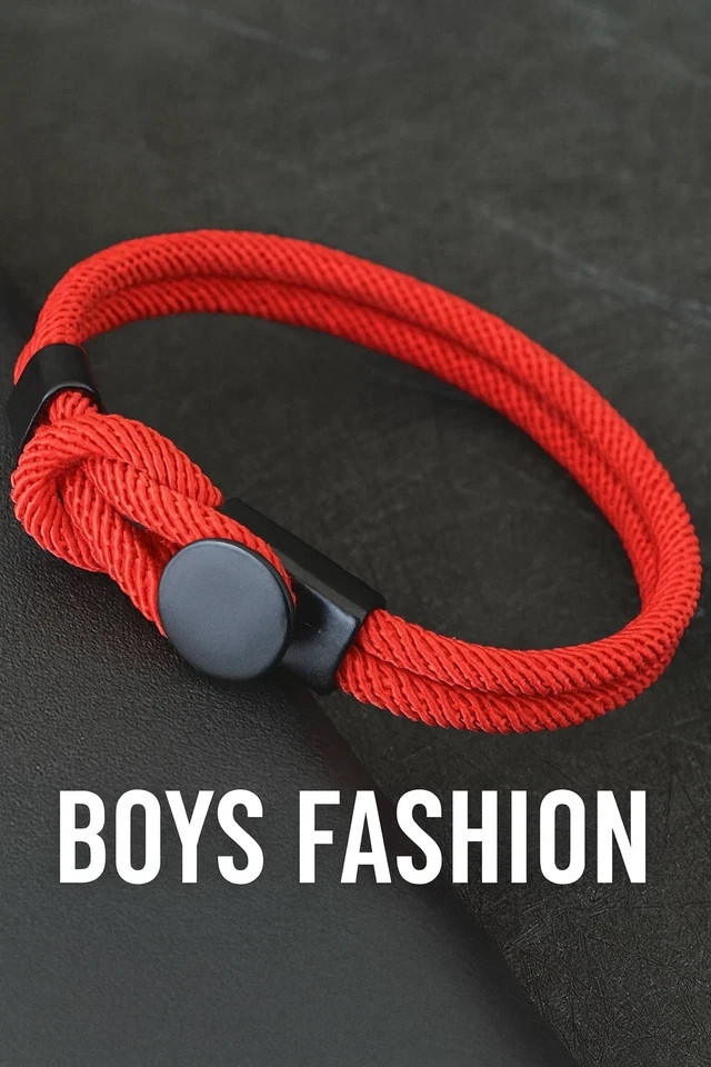 Men’s Double Layer Rope Bracelet Nylon Cord Adjustable Knot Wrist Band Gift