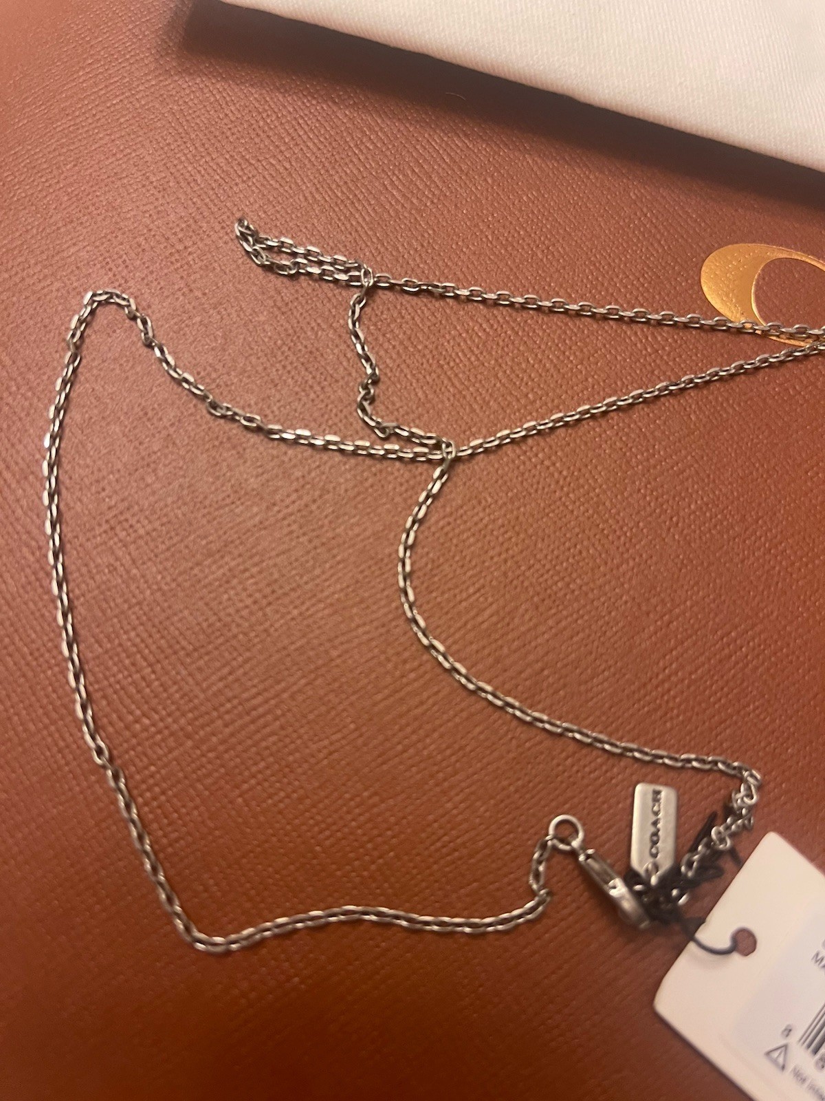 Coach Limited Edition Runway Antiqued Silver Kisslock Pendant Necklace NWT