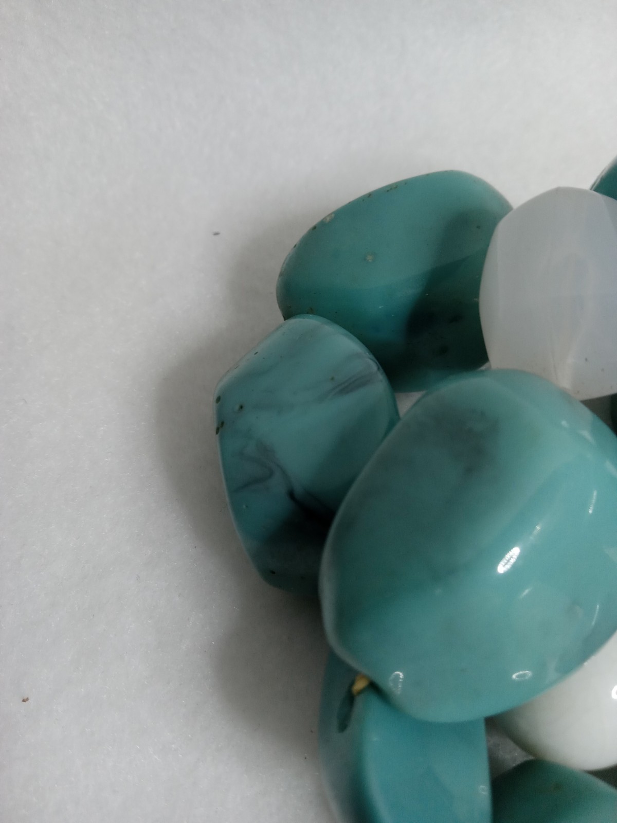 Turquoise Stretch Bracelet With White & Quartz Stones