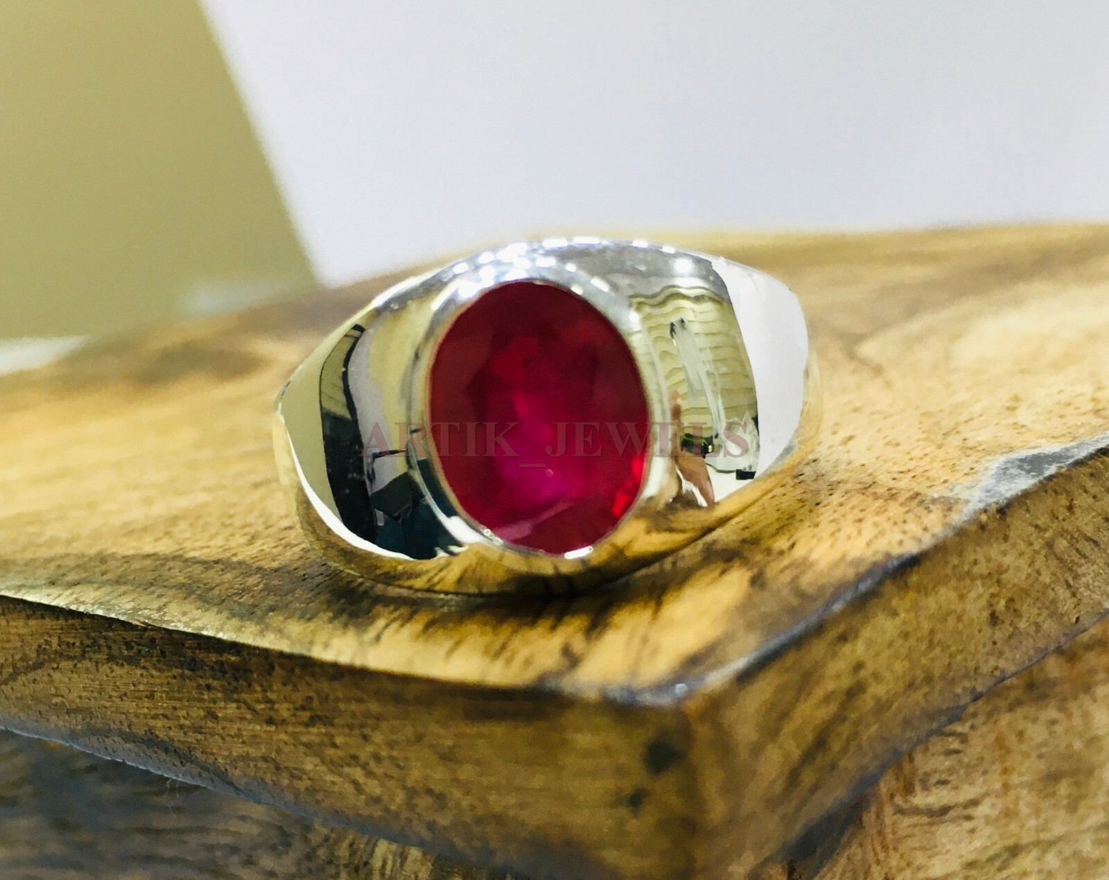 Heated Ruby Gemstone with 925 Sterling Silver Ring for Men’s #5352