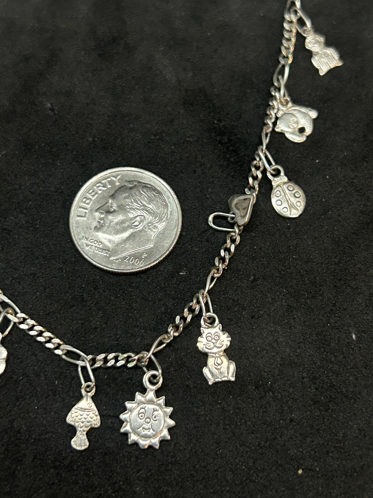925 Sterling Figaro 2mm Chain Link Charm Bracelet 9in – 6.24g