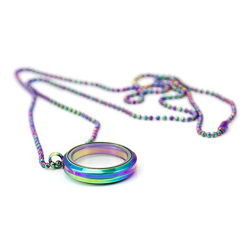 Locket Necklaces for Women, 316L Floating Living Memory Locket Necklace Penda…