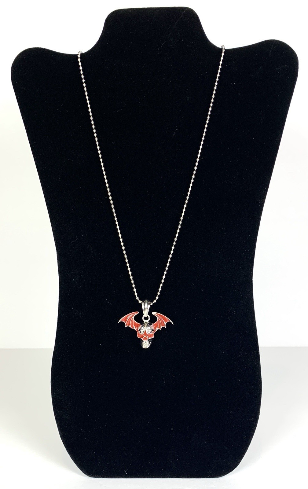 Dracula Cross Skull Vampire Bat Pendants Ball Chain Set of 2 Necklaces a