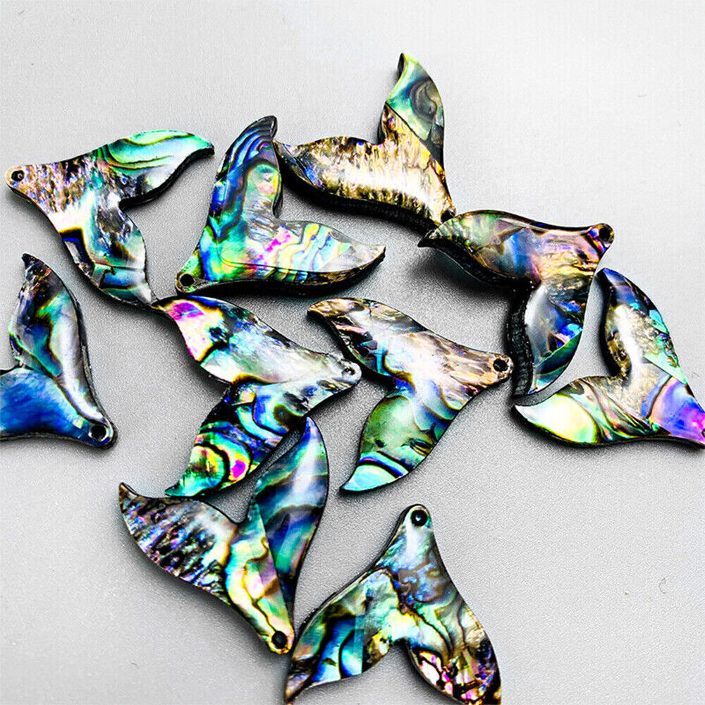 20X Jewelry Making Mermaid Tail Charms Beach Pendant Abalone Paua Shell Beads
