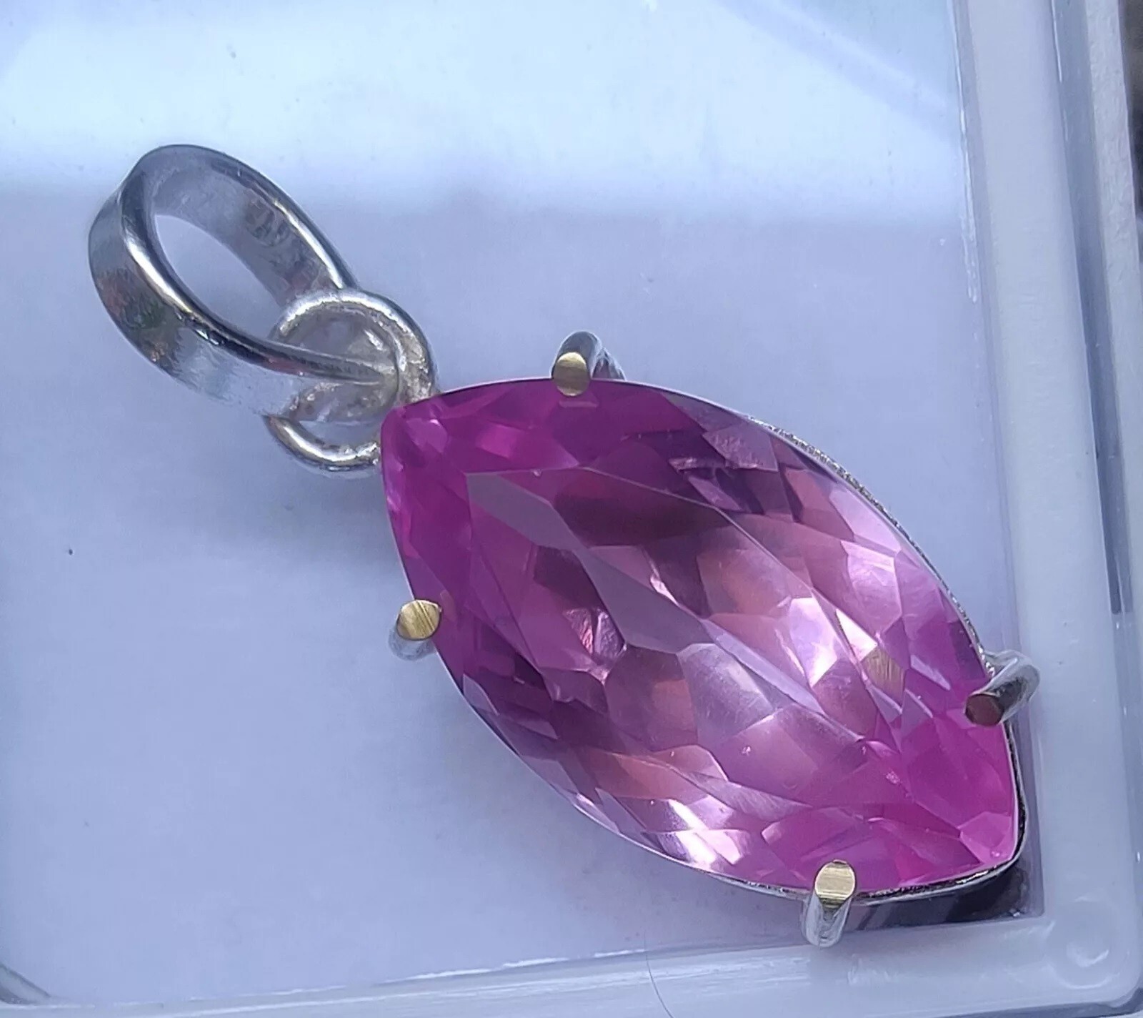 Natural 33.50 CT Pink Sapphire Marquise Certified Gemstone Pendant 925 Silver