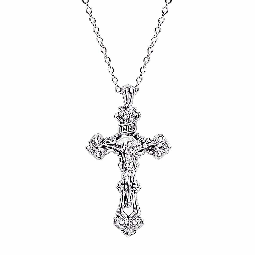 925 Sterling Silver 3D Christian Jesus Christ Cross Catholic Crucifix Necklace