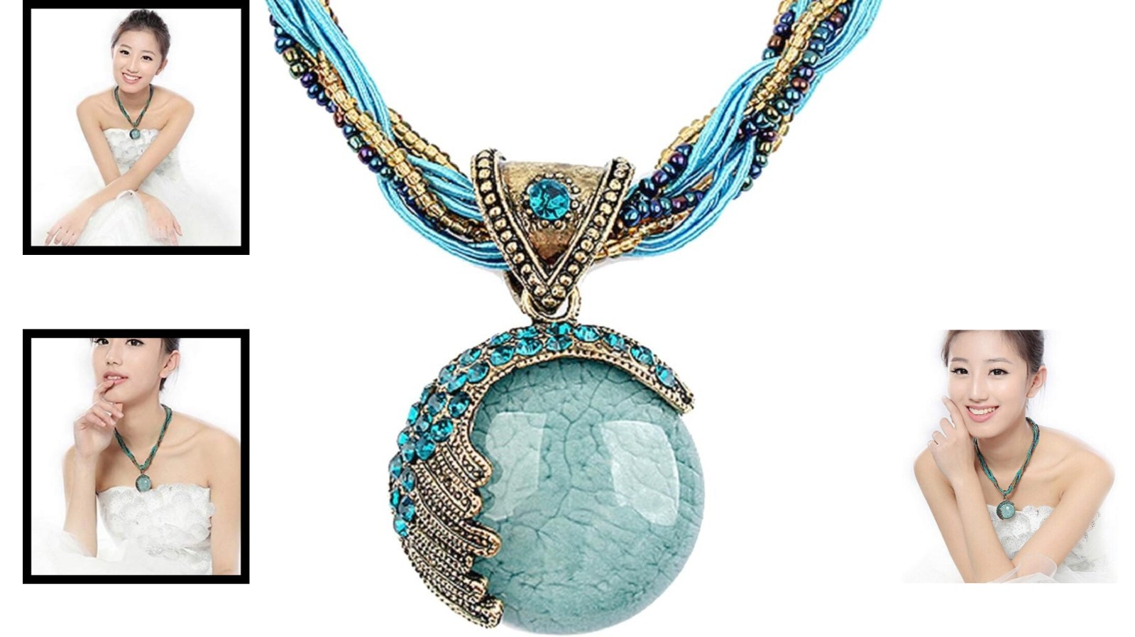 Vintage-Inspired Turquoise Necklace with Adjustable Rope Chain – Women’s Fashion