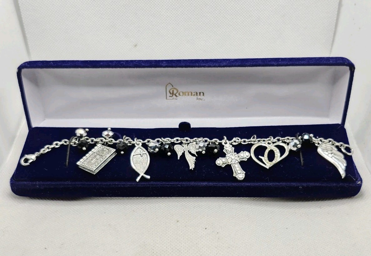 NIB Roman Inc Bracelet Christian Charm Fish Cross Bible Angel Wing 2014