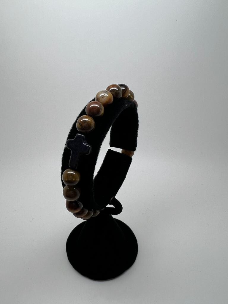 New Collection Bracelets Natural Stone 8mm Cross Elastic Rope