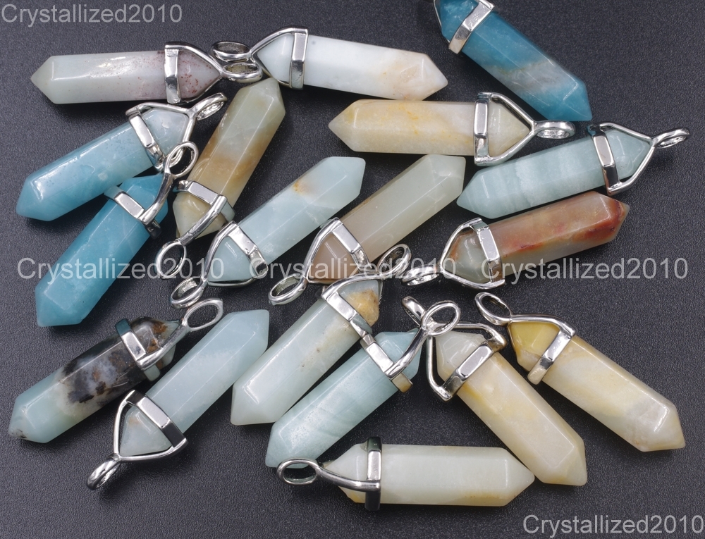 Natural Gemstones Hexagonal Pointed Reiki Chakra Healing Pendant Necklaces Beads